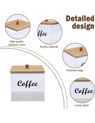 Organizador de Cápsulas de Café Gdfjiy con Tapa de Bambú