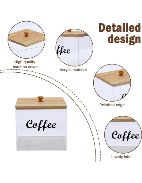 Organizador de Cápsulas de Café Gdfjiy con Tapa de Bambú