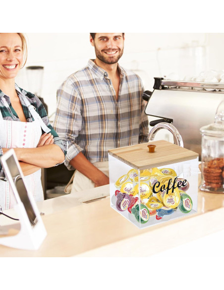 Organizador de Cápsulas de Café Gdfjiy con Tapa de Bambú