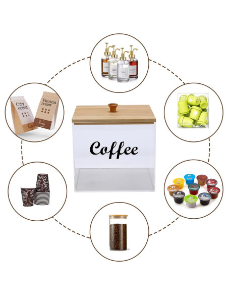 Organizador de Cápsulas de Café Gdfjiy con Tapa de Bambú