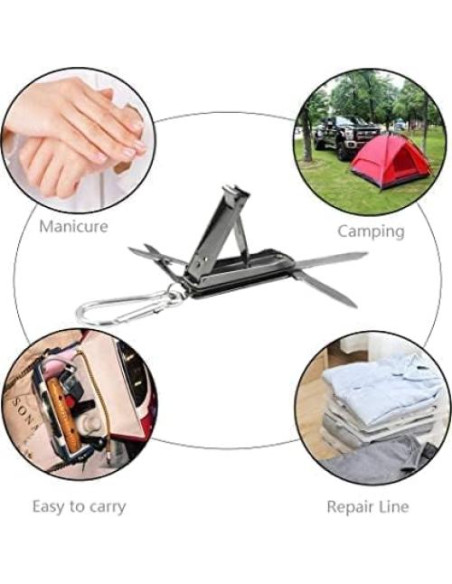 Cortauñas 5 en 1 Dakexiong Plegable con Llavero y Tijeras