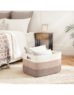 Cesta de Almacenamiento Artfeel 65L Algodón Marrón Rectangular 2