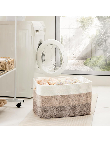 Cesta de Almacenamiento Artfeel 65L Algodón Marrón Rectangular