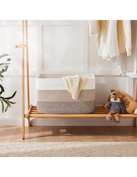 Cesta de Almacenamiento Artfeel 65L Algodón Marrón Rectangular