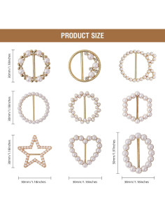 Hebillas de Aleación BEEFLYING 9 Pcs con Rhinestones Dorado Claro 2