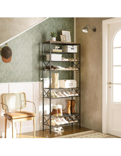 Estante para zapatos YATINEY 10 niveles marrón rústico 40 pares 2