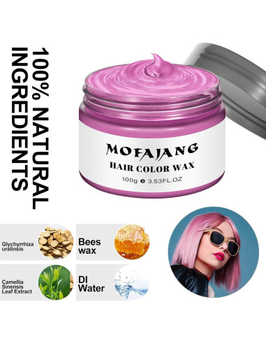 Cera Temporal para Cabello EFLY 120 g Rosa - Fácil de Limpiar