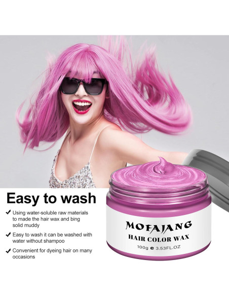 Cera Temporal para Cabello EFLY 120 g Rosa - Fácil de Limpiar