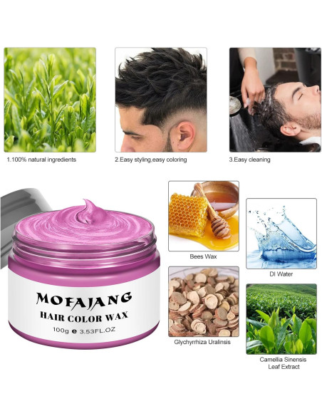 Cera Temporal para Cabello EFLY 120 g Rosa - Fácil de Limpiar