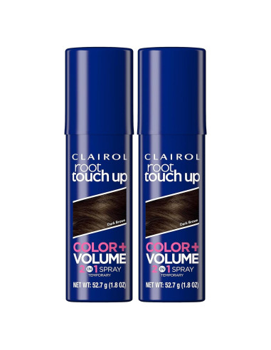 Clairol Raíz Toque-Up Color + Volumen Spray 2-en-1 Marrón Oscuro