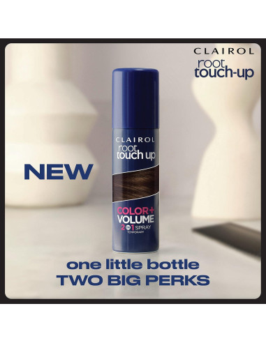 Clairol Raíz Toque-Up Color + Volumen Spray 2-en-1 Marrón Oscuro