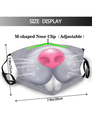 Mascarilla Divertida Niños LALLRI Ratón Gris Transpirable