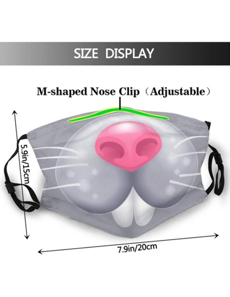 Mascarilla Divertida Niños LALLRI Ratón Gris Transpirable