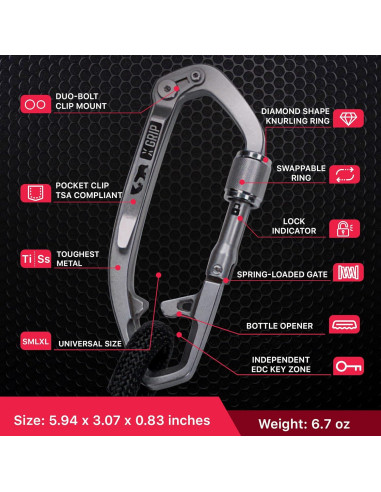 Clip de Llavero con Mosquetón GPCA X-CARA-SS Acero Inoxidable