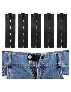 5 Piezas Extensor de Botón de Cintura Ajustable Negro