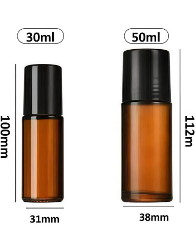 Set de 2 Botellas de Vidrio Marrón 30ml YuanHolumid para Aceites