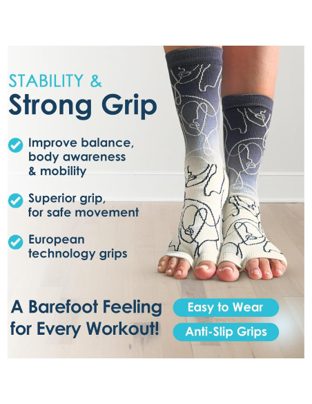 Calcetines Antideslizantes Tucketts Crew Sin Dedos para Yoga