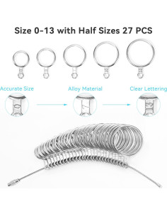 Kit de Medición de Tallas de Anillos Yuicolili 27 PCS Acero Inoxidable 2