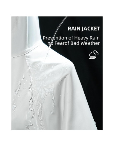 Abrigo de Lluvia Largo RINJOY Impermeable con Capucha Blanco