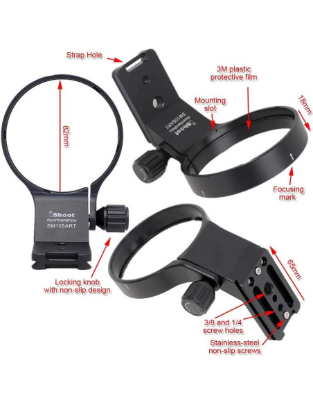 Anillo de Montaje de Trípode iShoot IS-SM105ART 82mm Aluminio