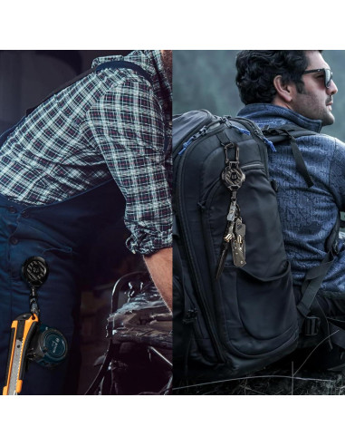 Llavero Retráctil MNGARISTA Mejorado 2 Piezas Clip y Carabiner