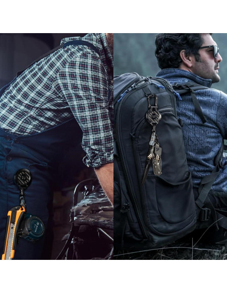 Llavero Retráctil MNGARISTA Mejorado 2 Piezas Clip y Carabiner