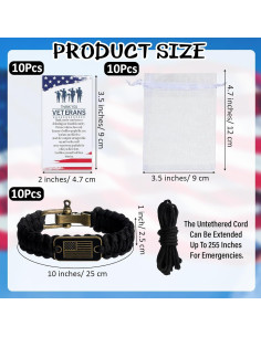 Pulseras Paracord Tácticas Tondiamo 10 Sets con Bandera EE. UU. 2