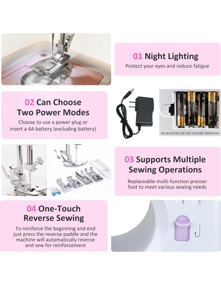 Mini Máquina de Coser Eléctrica DLUFYEI 12 Puntadas Portátil