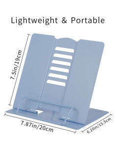 Soporte de Libro Ajustable Blizzow - Metal Plegable Azul Claro 2