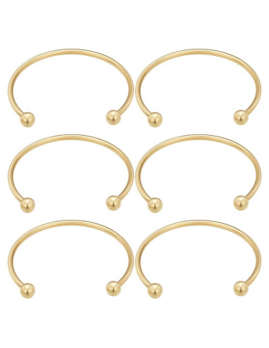 Beebeecraft 6 Piezas Pulseras Abiertas Latón Baño Oro 18K