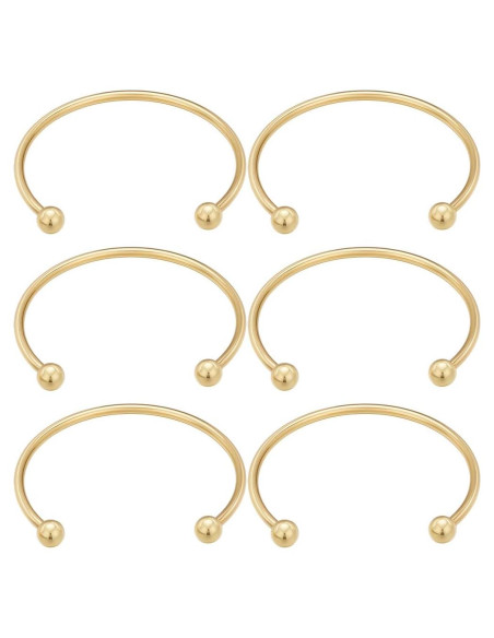 Beebeecraft 6 Piezas Pulseras Abiertas Latón Baño Oro 18K