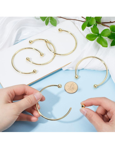 Beebeecraft 6 Piezas Pulseras Abiertas Latón Baño Oro 18K