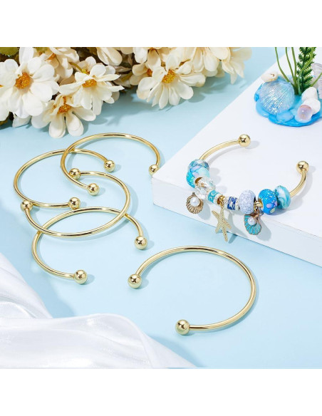 Beebeecraft 6 Piezas Pulseras Abiertas Latón Baño Oro 18K