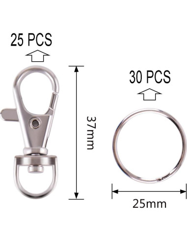 Ganchos giratorios WXJ13 55 piezas - Gancho de langosta y anillos