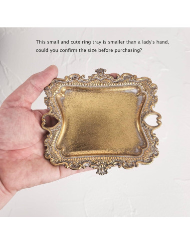 Bandeja de Anillos Dorada Vintage Tstarer 13.5x11.4cm