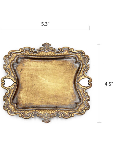 Bandeja de Anillos Dorada Vintage Tstarer 13.5x11.4cm