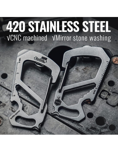 Multiherramienta Clip Carabiner KeyUnity KS00 Acero Inoxidable 7 en 1