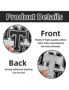 26 Piezas Parches de Letras Planchar TXSN A-Z 7.87 cm Negro 2