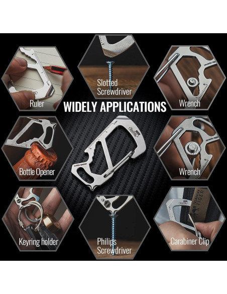 Multiherramienta Clip Carabiner KeyUnity KS00 Acero Inoxidable 7 en 1