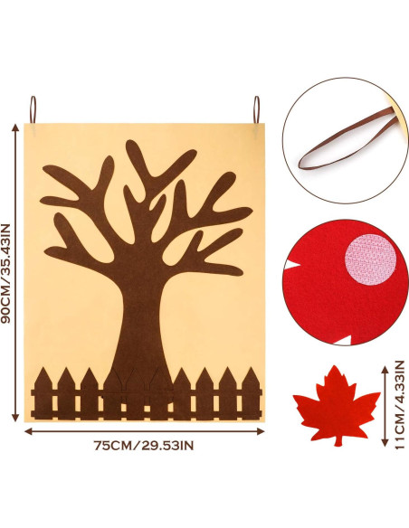 Kit de Manualidades Boao Árbol de Agradecimiento 60 Piezas Fieltro