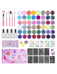 Kit de Tatuajes Temporales de Brillo Pakfung - 48 Colores y 209 Plantillas