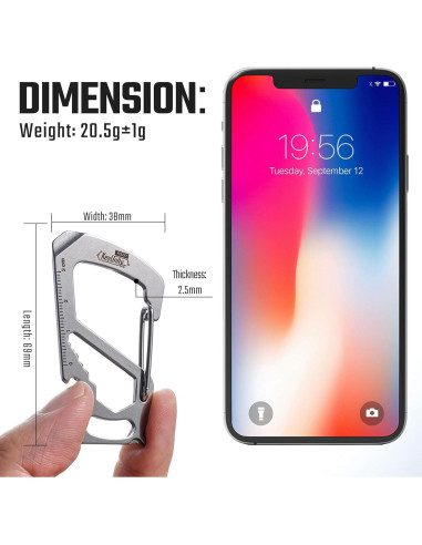 Multiherramienta Clip Carabiner KeyUnity KS00 Acero Inoxidable 7 en 1