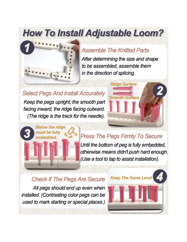 Kit de Tejer Ajustable UCDRMA Grande con 132 Formas y Picos