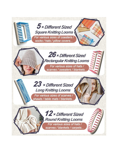 Kit de Tejer Ajustable UCDRMA Grande con 132 Formas y Picos