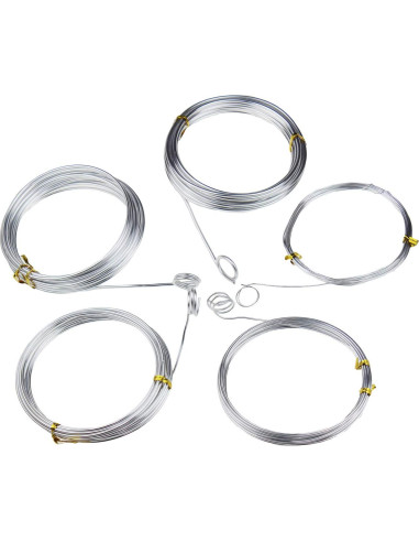 Alambre de Aluminio Plateado Goodma 5 Rollos 5 Metros 1-3 mm