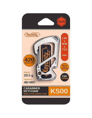 Multiherramienta Clip Carabiner KeyUnity KS00 Acero Inoxidable 7 en 1