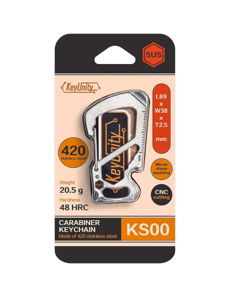 Multiherramienta Clip Carabiner KeyUnity KS00 Acero Inoxidable 7 en 1