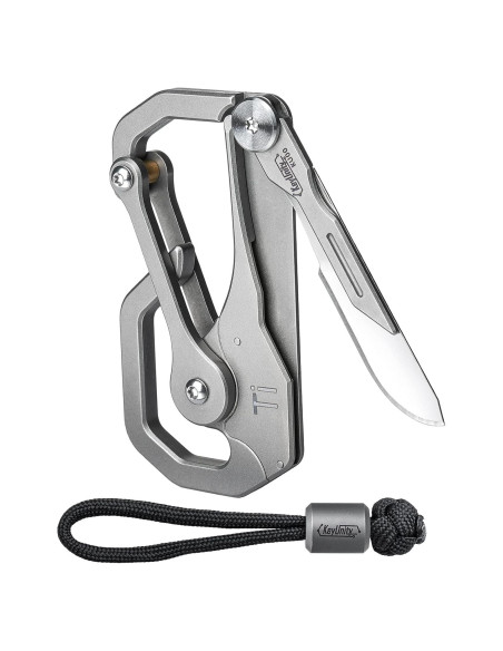 Mosquetón de Titanio KeyUnity KU00 con Cuchillo Plegable EDC
