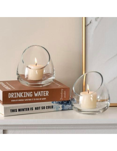 Juego de 4 Terrarios de Vidrio Claro MyGift 12.4 cm para Plantas y Velas