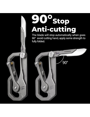 Mosquetón de Titanio KeyUnity KU00 con Cuchillo Plegable EDC